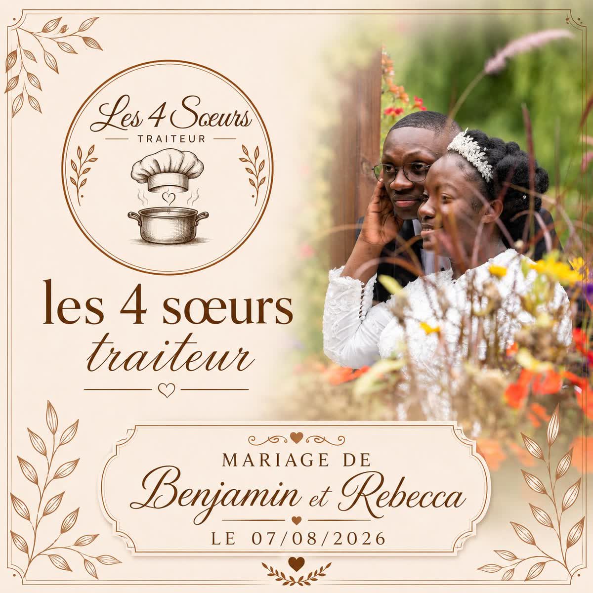 Affiche du mariage de Benjamin et Rebecca, le 7 août 2026
