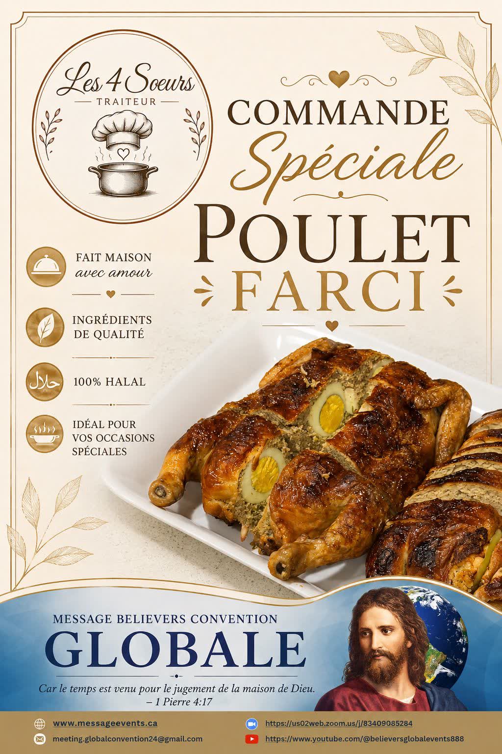 Affiche de la commande spéciale de poulet farci pour la Message Believers Convention Globale